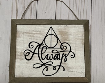 Wood Rustic Magical Wizard Time Always Love Hanging Plaque Gift Sign Home Decor