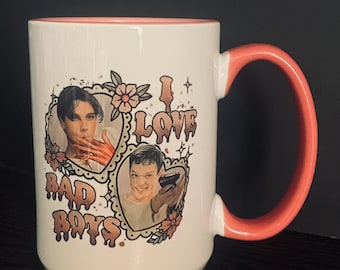 Horror Inspired Cute Scream Crush I Love Bad Boys Billy Stu Rose Ceramic Mug Coffee Cup