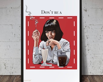 Pulp Fiction Poster | Art Print, Cult Film, Movie, Gifts For Him, Gifts for Her, Wall Art, Home Decor, Character Drawing, Quentin Tarantino