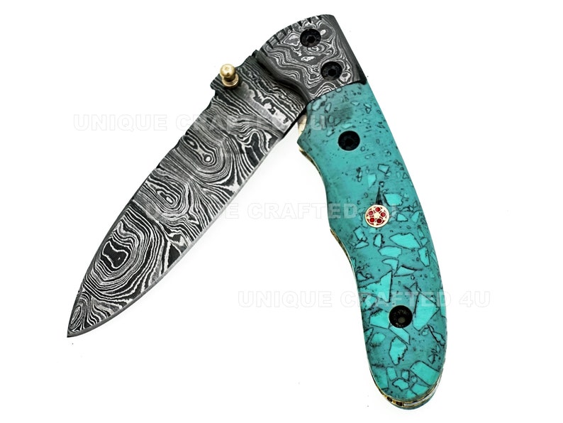Unique Turquoise Color Handle Pocket Folding Knife wedding Etsy