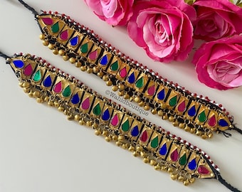 Afghan Gold Anklets, Handcrafted Fashion Jewelry (Pair)