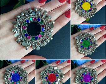 Afghan Colourful Rings Vintage Afghan Rings Afghan jewellery Handmade Afghan vintage traditional jewellery kuchi jewellery afghani ring