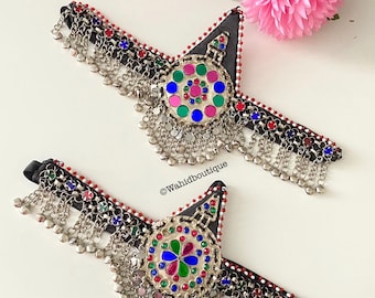 Afghan multicolour silver headpiece, Afghan Fashion, Afghan jewellery
