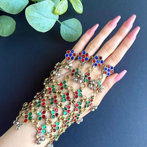 Vintage Afghan antique handmade hand-piece, Afghan jewellery, Afghan Fashion, Afghan kuchi jewellery, Afghan bracelet, Afghan rings