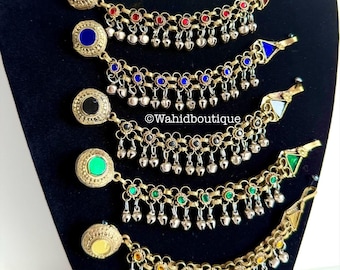Afghan full one colour nose chain (pezwan), Afghan vintage jewellery, Afghan fashion, Afghan kuchi jewellery, nose pin, Afghan jewellery set