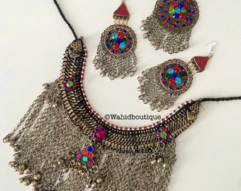 Afghan vintage antique 3 piece kuchi jewellery set,kuchi necklace,  Afghan jewellery, Afghan Fashion