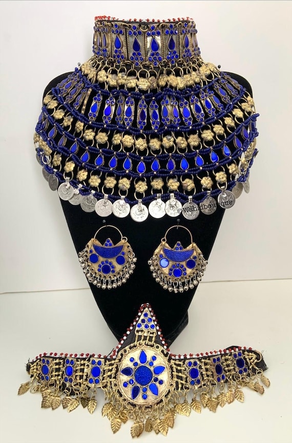 アフガニスタンのヴィンテージブルー、アンティークのクチジュエリー3