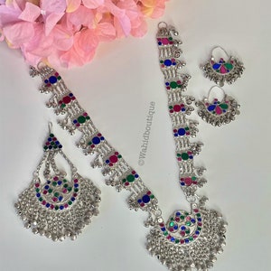 3 piece Afghan vintage long necklace set, Afghan jewellery