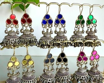Afghan one colourjhumka earring Afghan jewellery Kuchi earring Tribal Afghani jewelry earring vintage afghan Bell earring Afghan jewelry set