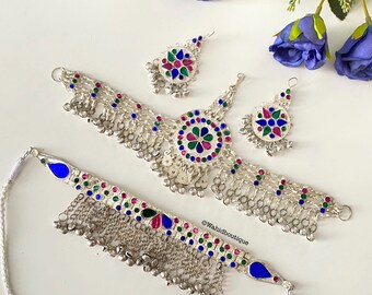3 piece Afghan silver jewellery set, Afghan jewellery, Afghan Fashion