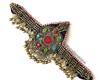 Afghan vintage antique gold oversized headpiece, Afghan Fashion, Afghan jewellery