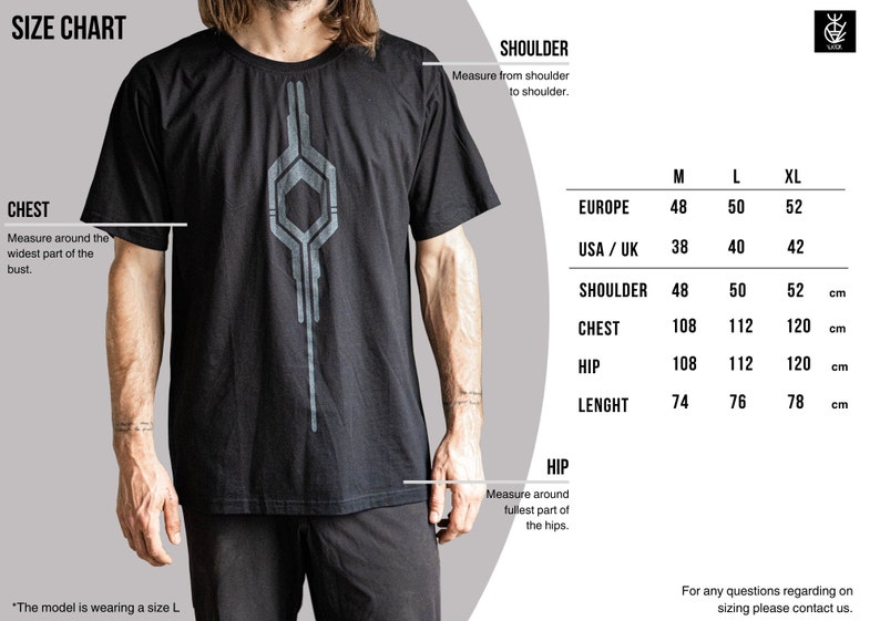 Camiseta geométrica negra para hombre Patrón Shipibo Ropa alternativa para hombre Ropa urbana urbana Estilo futurista Camiseta gráfica imagen 9