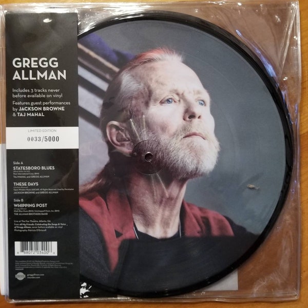 Greg Allman LP Sealed Limited Edition 10 Inch Picture Disc And Numbered 33/5000 Statesboro Blues These Days and Whipping Post Super Rare