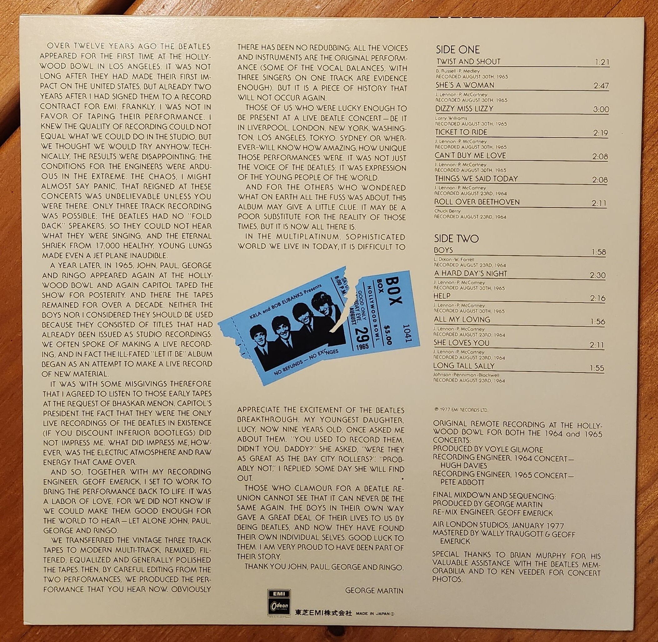 The Beatles at the Hollywood Bowl Oden Records EAS-80830