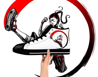 Anime Girl Art Sneakers High Top - Anime Shoes