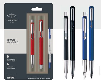 Nero Corpo + 1 Blu Ink Nuovo Parker Vector Standard Cromata Penna Stilografica 
