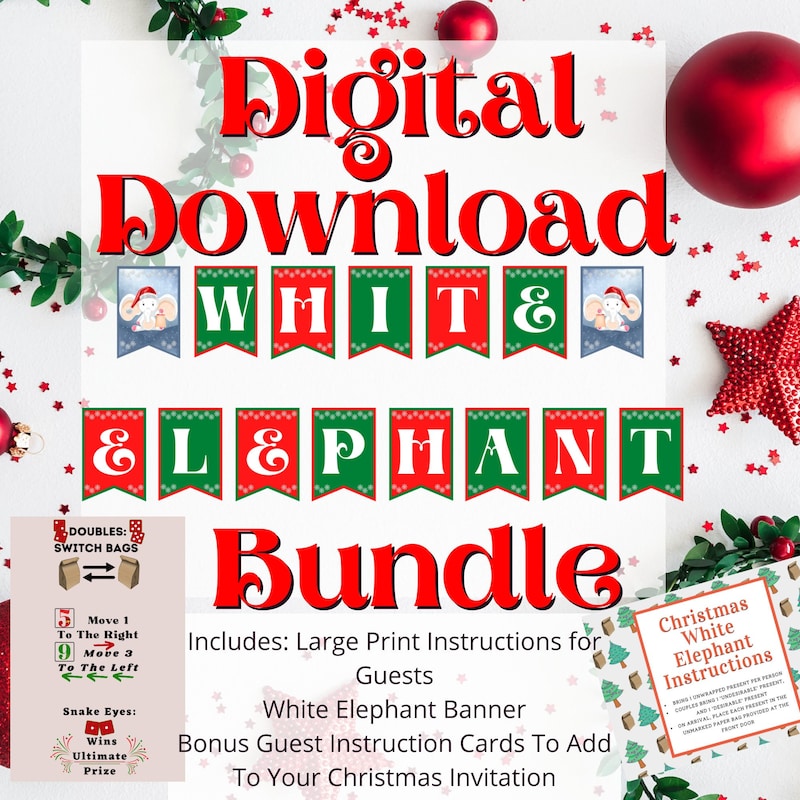 White Elephant Flyer Etsy