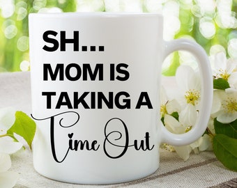 Tazza da caffè "Mom Time Out": regalo divertente per le mamme, in ceramica da 325 ml.