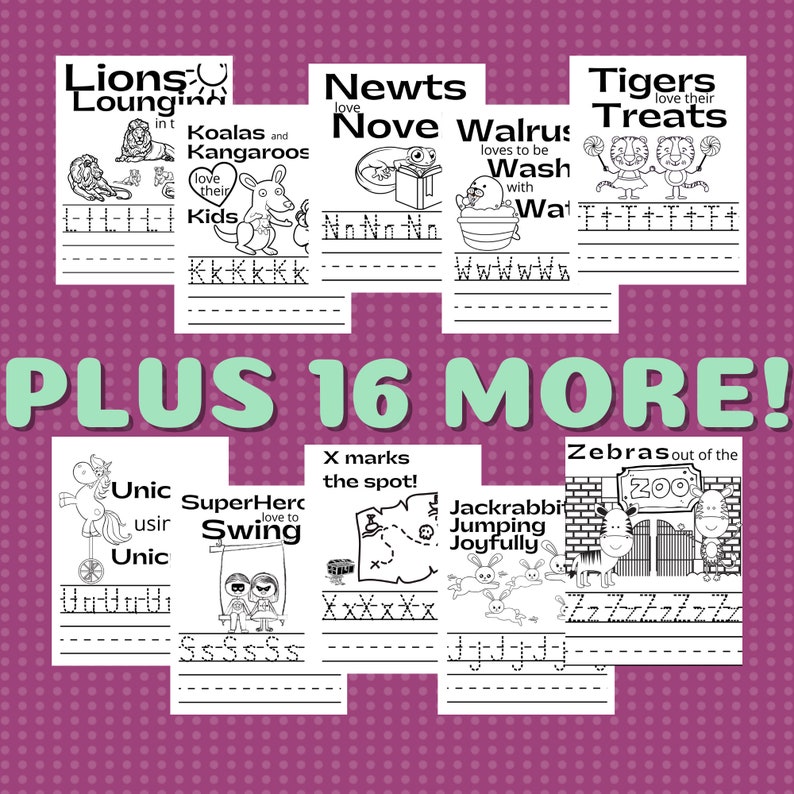 Printable Alphabet Handwriting Coloring Book Pages for Preschoolers - Etsy