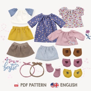 Sew Adorable Doll Outfits | DIY PDF Doll Clothes Patterns in English for Tunic, Skirt, Headband & More | Dress Me Bestie | by kullaloo