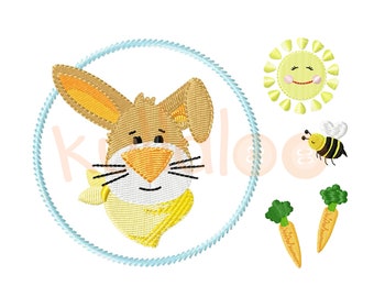 Patch Stickdatei mit Hase KULIO | 4x4 Stickmuster | Stickdatei Hase Applikation Stickdatei | von kullaloo