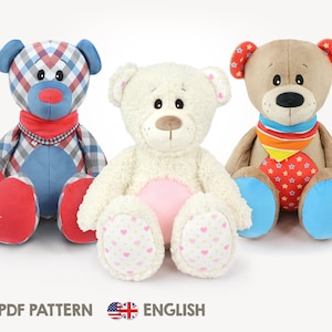 Teddy bear sewing pattern / memory bear pattern "JOSHI" (PDF, in English) | Plushie & stuffed animal sewing pattern | by kullaloo