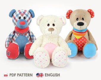 Teddy bear sewing pattern / memory bear pattern "JOSHI" (PDF, in English) | Plushie & stuffed animal sewing pattern | by kullaloo