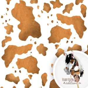 Pinto Hobby Horse velboa fabric | Brown cow print fabric with patches for sewing a stick pony or cow plushie – SuperSoft SHORTY – 39.5x28.4″