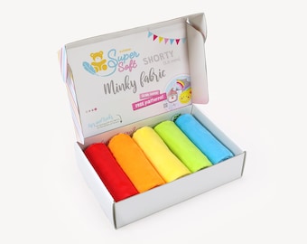 Rainbow Minky Fabric Bundle | 5 Short Pile Plush Pieces, 19.5x29.5"