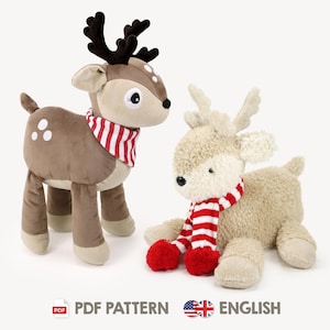Patron de couture renne PDF « MOMO » (anglais) |  Fabriquer un animal en peluche / peluche cerf, parfait comme cadeau de Noël ou déco | par kullaloo