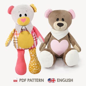 Teddy bear sewing pattern / memory bear pattern "JOSHI" (PDF, in English) | Plushie & stuffed animal sewing pattern | by kullaloo