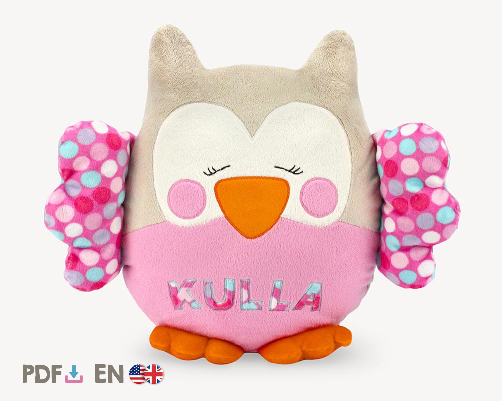 Sewing pattern owl pillow “KULLA” (PDF, in English) by kullaloo