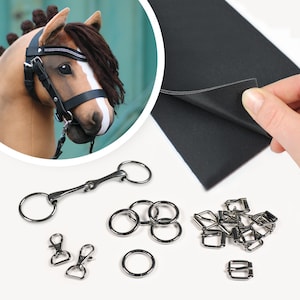 Hobby Horse bridle DIY kit for crafting a bridle with bit and reins in black and silver, incl. instructions | Hobby Horse tack | by kullaloo