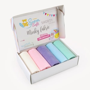 Minky Fabric Pastel Bundle | 5 pieces short pile plush for sewing, crafting, embroidery – kullaloo SuperSoft SHORTY – 19.5x29.5″ each