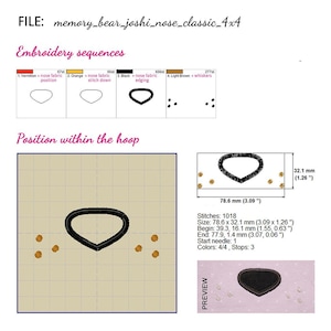 Memory bear sewing pattern / teddy bear pattern "JOSHI" (PDF, in English) + face embroidery designs | Plushie sewing pattern | by kullaloo image 10