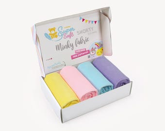 SuperSoft SHORTY Minky Fabric Bundle | 4 Pastel Colors, 39.5x29.5", Sewing & Crafting