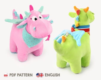 Patron de couture peluche dragon, peluche (PDF)