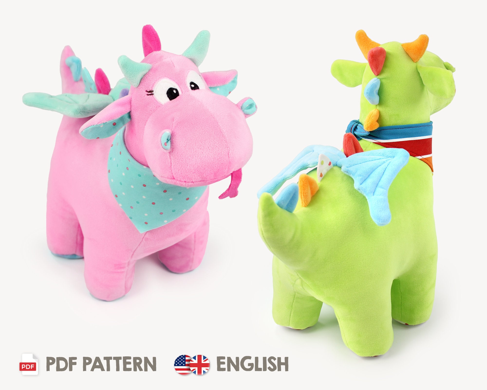 Dragon Plush Sewing Pattern, Stuffed Animal Toy (PDF) - Etsy