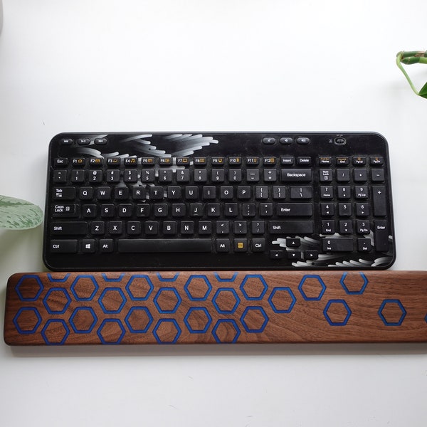 Mechanical Keyboard Wrist Rest-Black Walnut Resin-Handmade-Left to Right Design