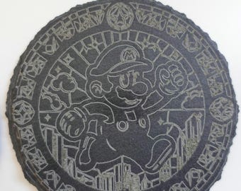 Engraved Slate Super Mario Coasters - Set of 6, Gamer Gift