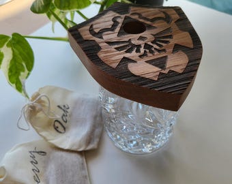 Whiskey Smoker Set, Hylian Shield Whiskey & Cocktail smoker, Oak hardwood, barware gift for gamers
