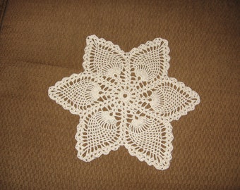 New Crocheted Ecru Pineapple Doily