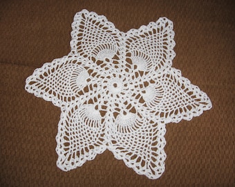 New Hand Crocheted White Pineapple Doily