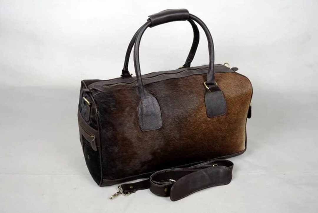 Cowhide Leather Duffle Bag handmade Duffle Bag Natural Etsy