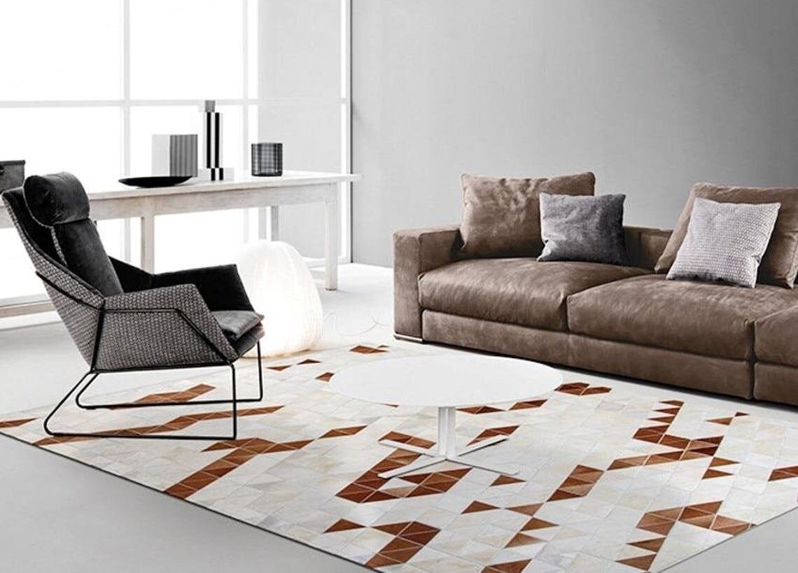 Handmade Leather Natural Cowhide Rectangular Rug Cowhide Etsy