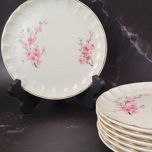 Vintage 1948 Peach Blossom Luncheon Plates - Set of 7