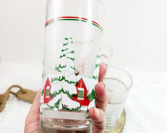 Gobelets de Noël vintage : Verres des Fêtes au pays des merveilles de l'hiver - Lot de 4