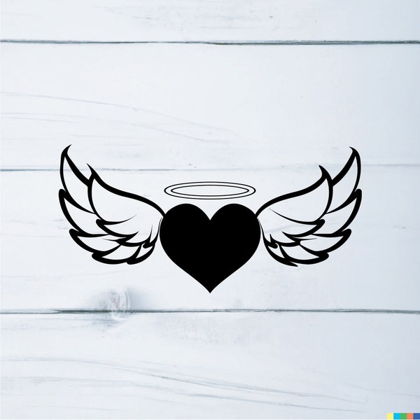 Angel heart with Wings SVG Angel Wing with heart Vector file