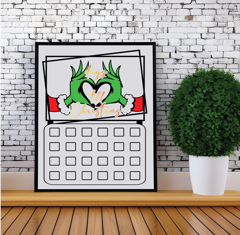 Grinch Calendar Pdf, Grinch Countdown SVG - Etsy