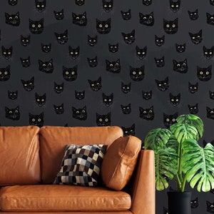 猫の壁紙、黒い壁紙、黒猫の壁画